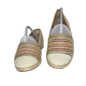 Women's David Tate Beige Multi-color Striped Espadrilles Size 10